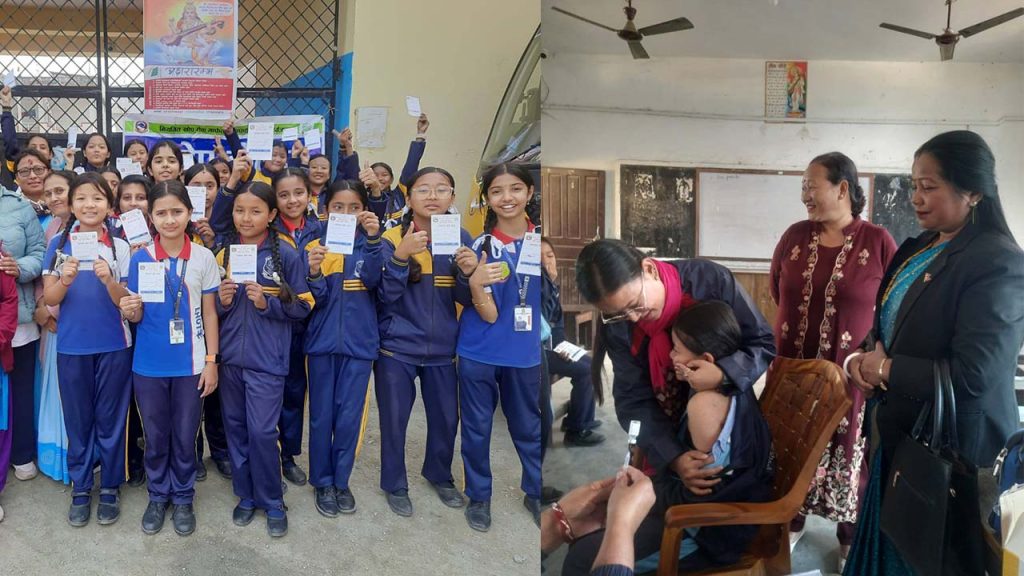 पाठेघरको मुखको क्यान्सर रोकथामका लागि सुन्दरहरैंचाका किशोरीलाई एचपीभी खोप