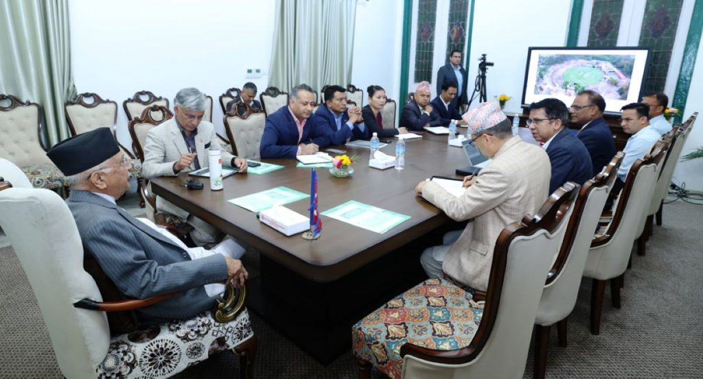 दुई महिनाभित्र कीर्तिपुर क्रिकेट रंगशालाको काम सक्न प्रधानमन्त्रीले दिए निर्देशन